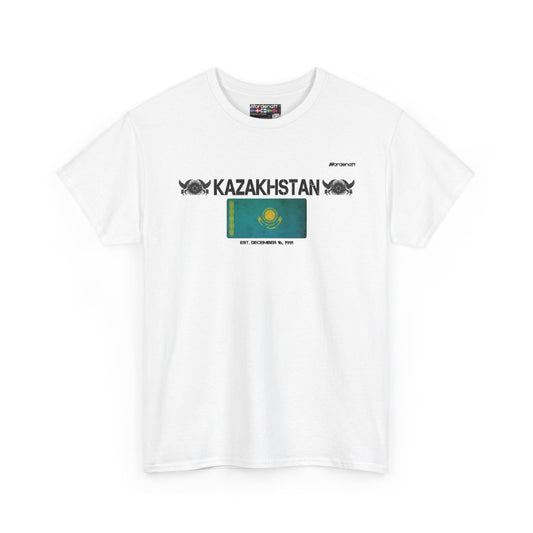 Kazakhstan flag t-shirt in White — premium cotton, Nordenatt