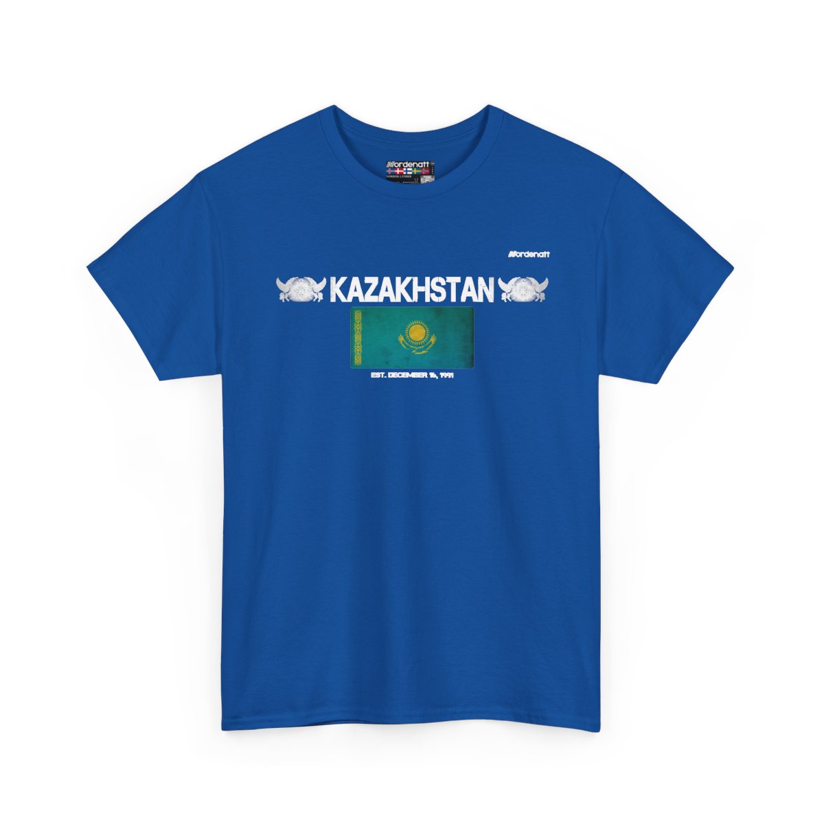 Kazakhstan flag t-shirt in Royal — premium cotton, Nordenatt