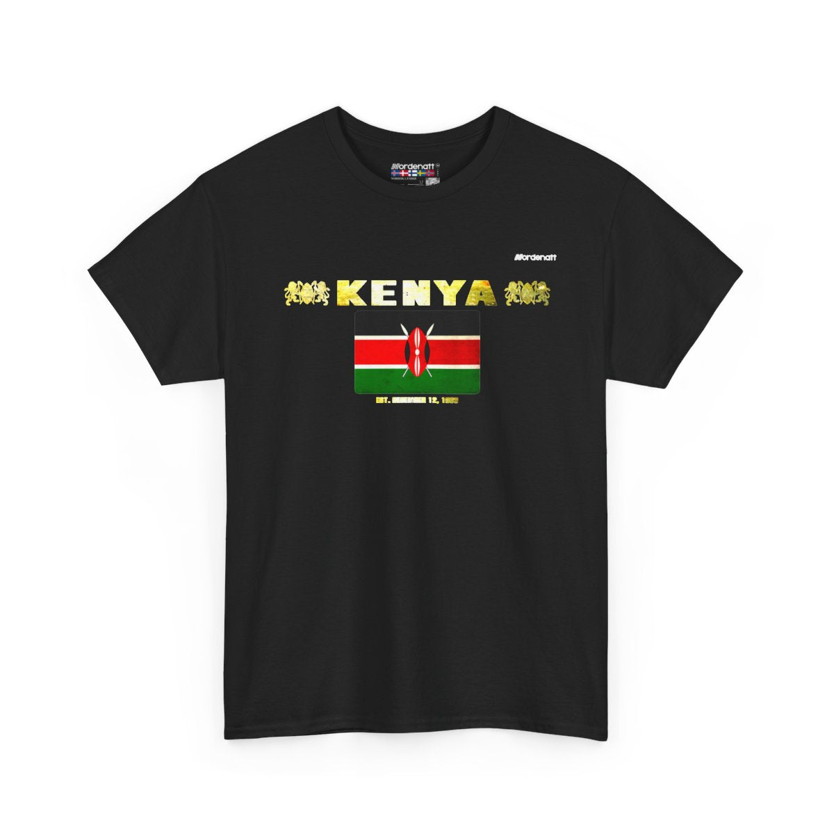 Kenya flag t-shirt in Black — premium cotton, Nordenatt
