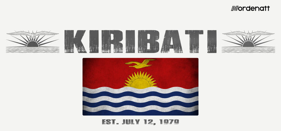 Kiribati design preview: flag, date and emblem inspiration printed on light t-shirts (Nordenatt)
