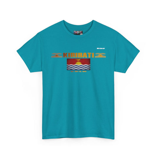 Kiribati flag t-shirt in Tropical Blue — premium cotton, Nordenatt