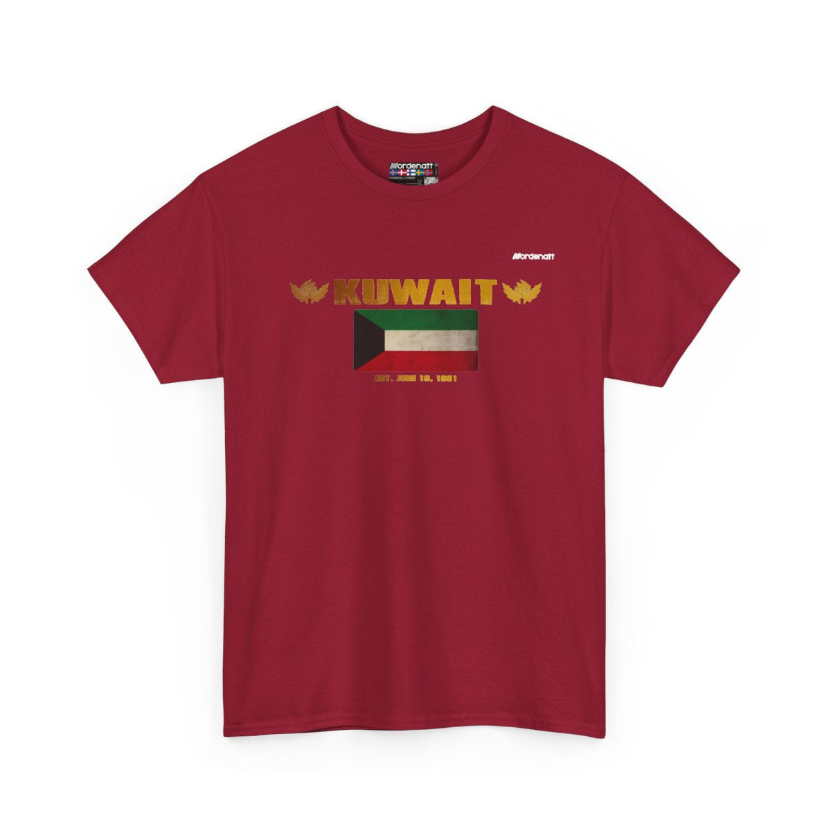 Kuwait flag t-shirt in Cardinal Red — premium cotton, Nordenatt