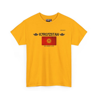 Kyrgyzstan flag t-shirt in Gold — premium cotton, Nordenatt