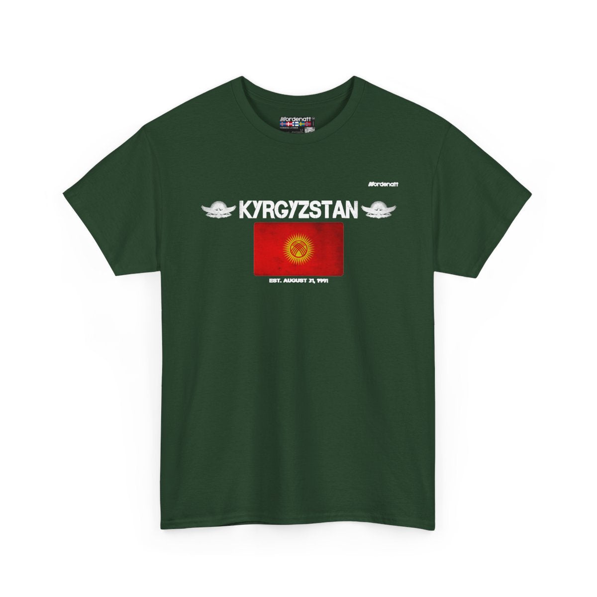 Kyrgyzstan flag t-shirt in Forest Green — premium cotton, Nordenatt