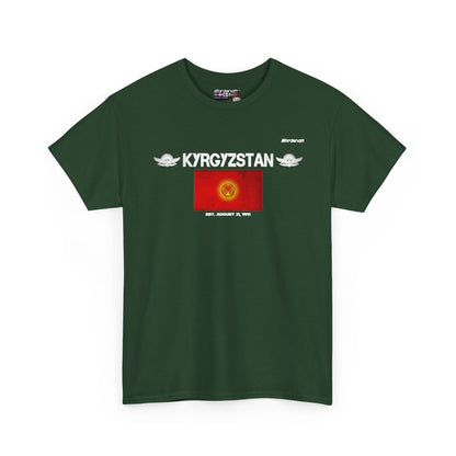 Kyrgyzstan flag t-shirt in Forest Green — premium cotton, Nordenatt