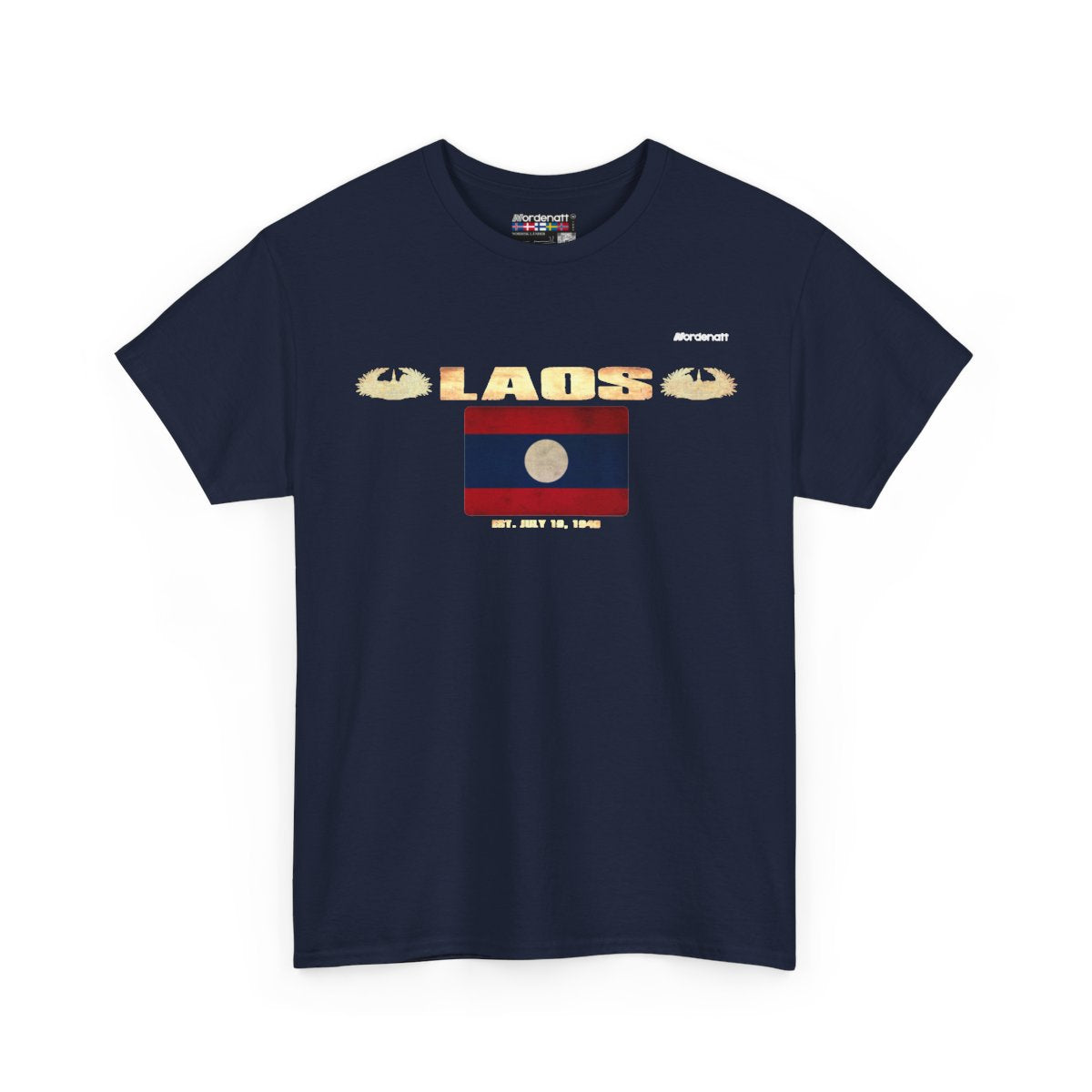 Laos flag t-shirt in Navy — premium cotton, Nordenatt