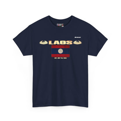 Laos flag t-shirt in Navy — premium cotton, Nordenatt