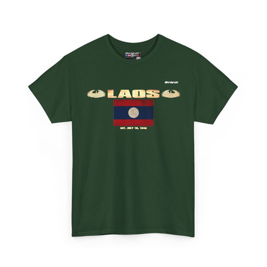 Laos flag t-shirt in Forest Green — premium cotton, Nordenatt
