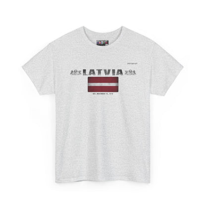 Latvia flag t-shirt in Ash — premium cotton, Nordenatt