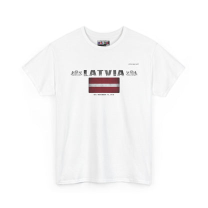 Latvia flag t-shirt in White — premium cotton, Nordenatt