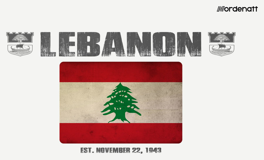 Lebanon design preview: flag, date and emblem inspiration printed on light t-shirts (Nordenatt)