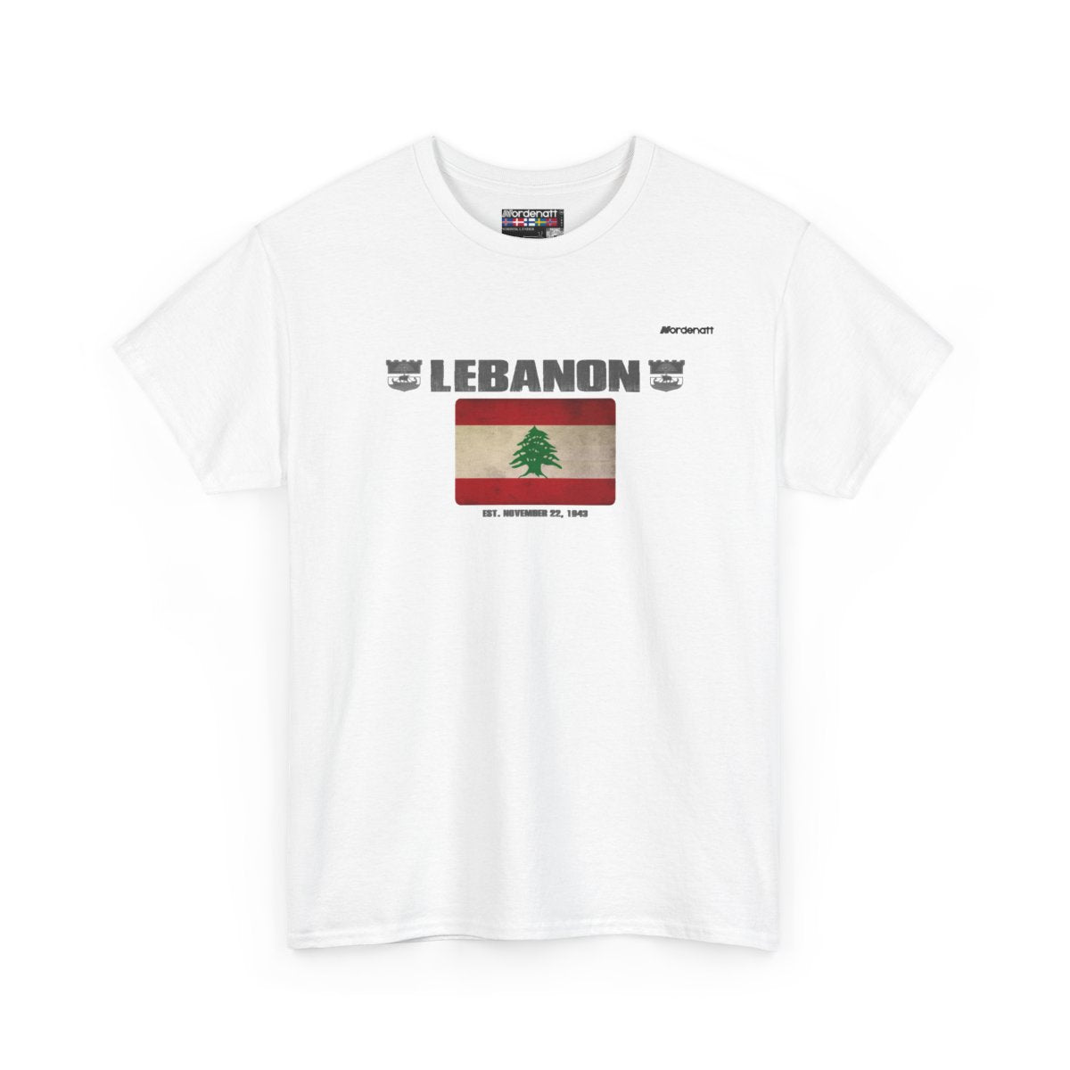 Lebanon flag t-shirt in White — premium cotton, Nordenatt