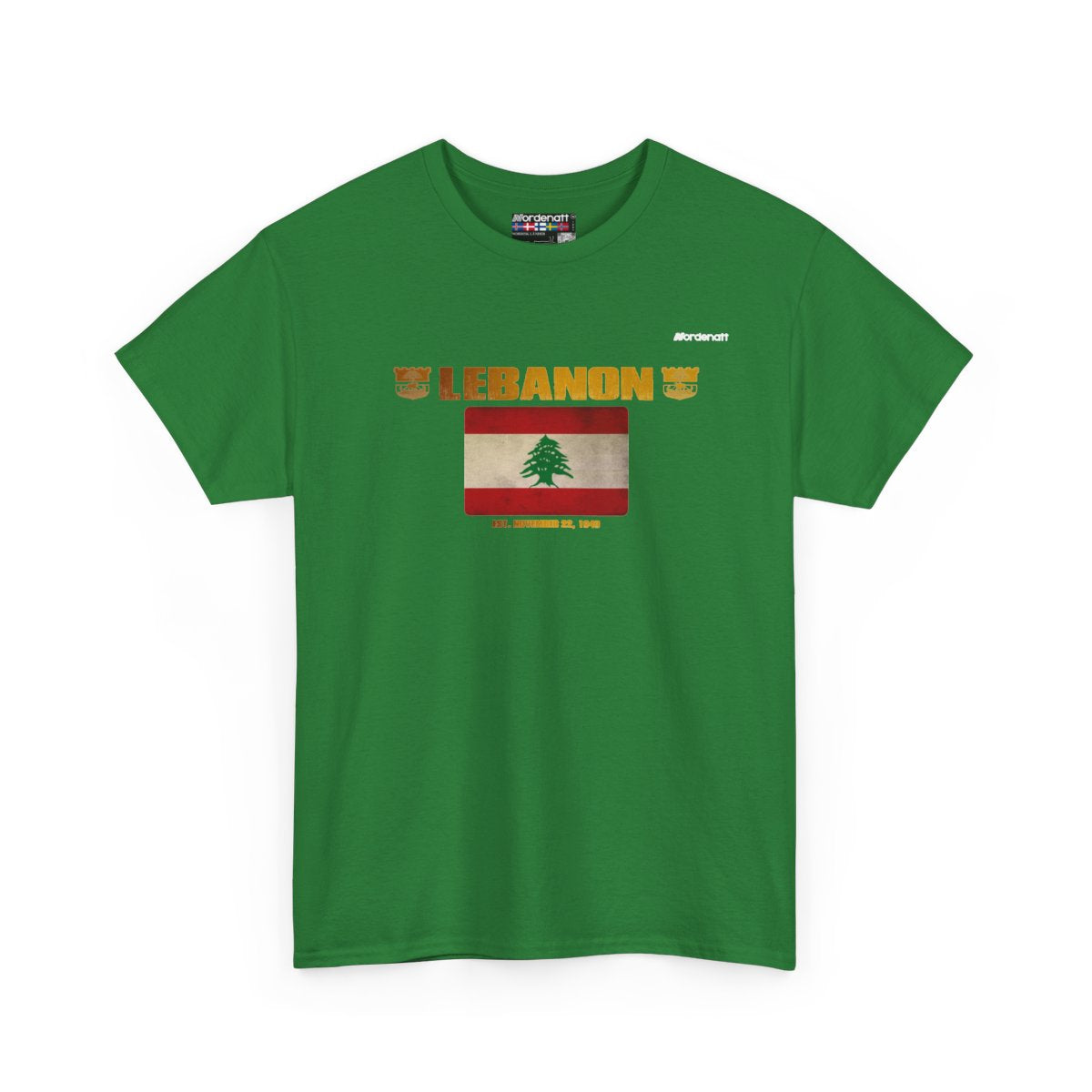 Lebanon flag t-shirt in Turf Green — premium cotton, Nordenatt
