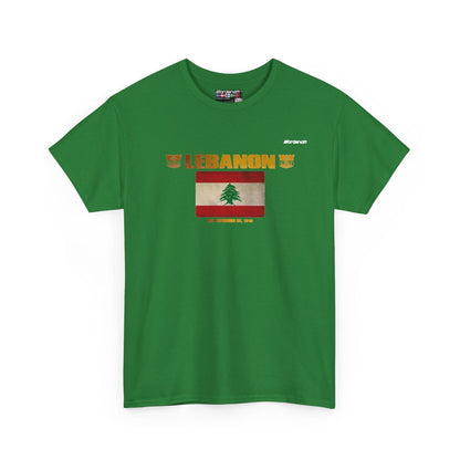 Lebanon flag t-shirt in Turf Green — premium cotton, Nordenatt