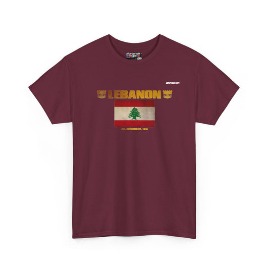 Lebanon flag t-shirt in Maroon — premium cotton, Nordenatt
