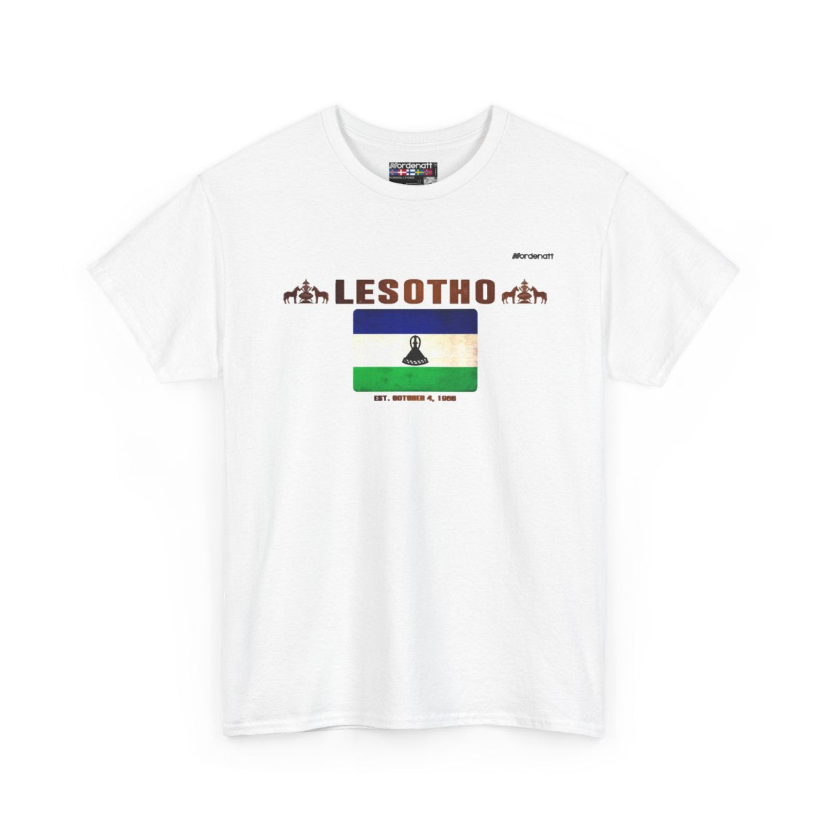 Lesotho flag t-shirt in White — premium cotton, Nordenatt