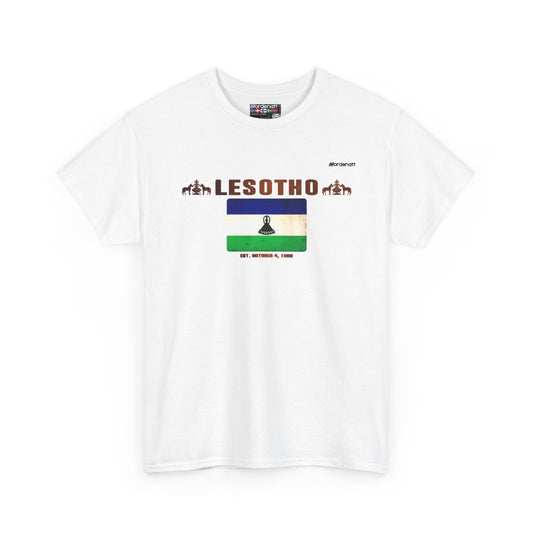 Lesotho flag t-shirt in White — premium cotton, Nordenatt