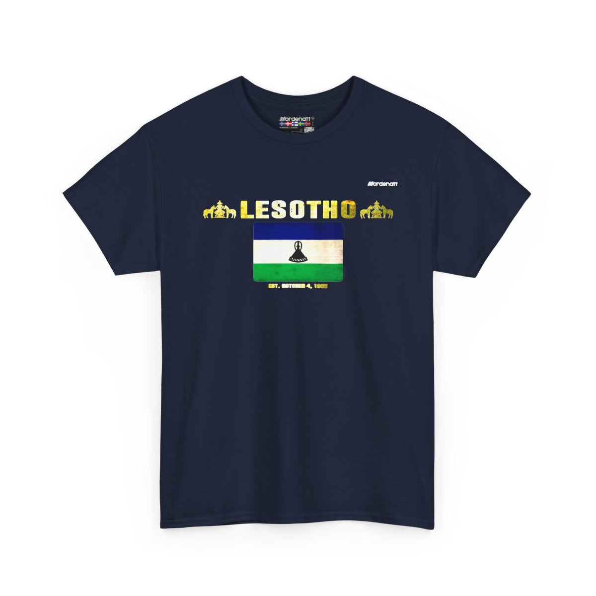 Lesotho flag t-shirt in Navy — premium cotton, Nordenatt