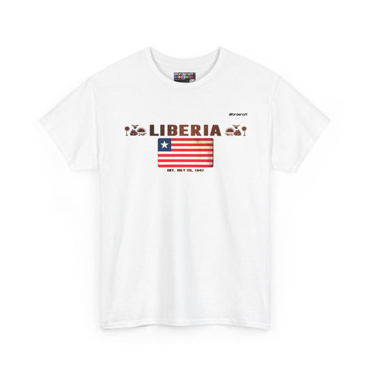 Liberia flag t-shirt in White — premium cotton, Nordenatt