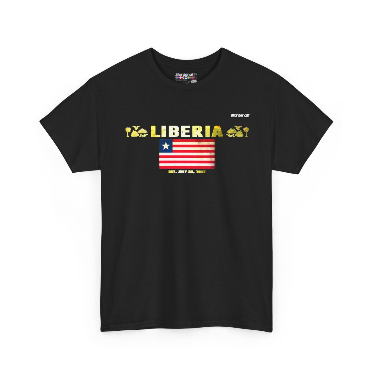 Liberia flag t-shirt in Black — premium cotton, Nordenatt