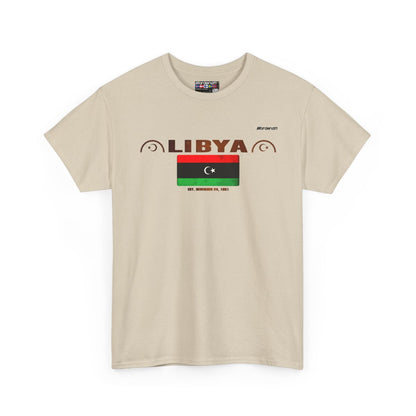 Libya flag t-shirt in Sand — premium cotton, Nordenatt