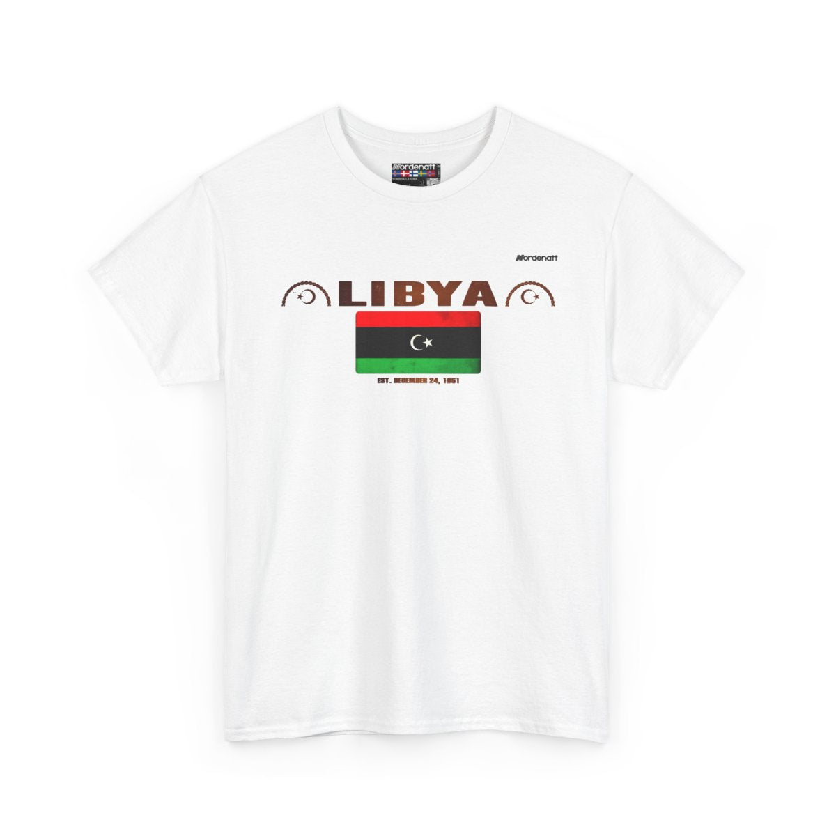 Libya flag t-shirt in White — premium cotton, Nordenatt