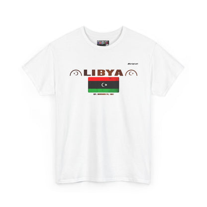 Libya flag t-shirt in White — premium cotton, Nordenatt