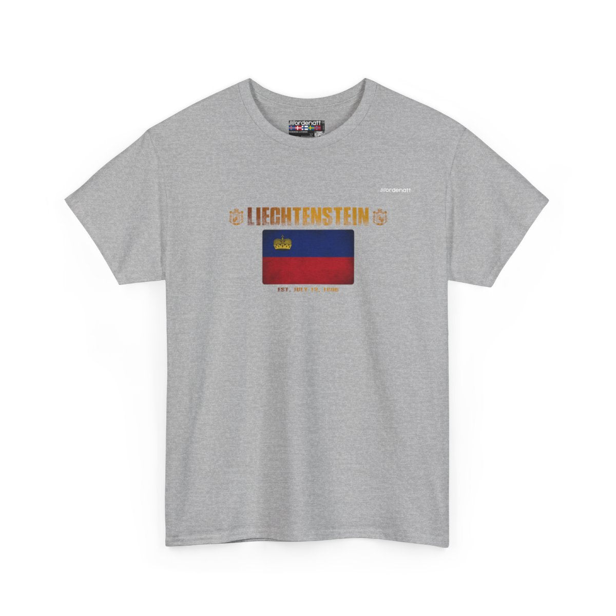 Liechtenstein flag t-shirt in Sport Grey — premium cotton, Nordenatt
