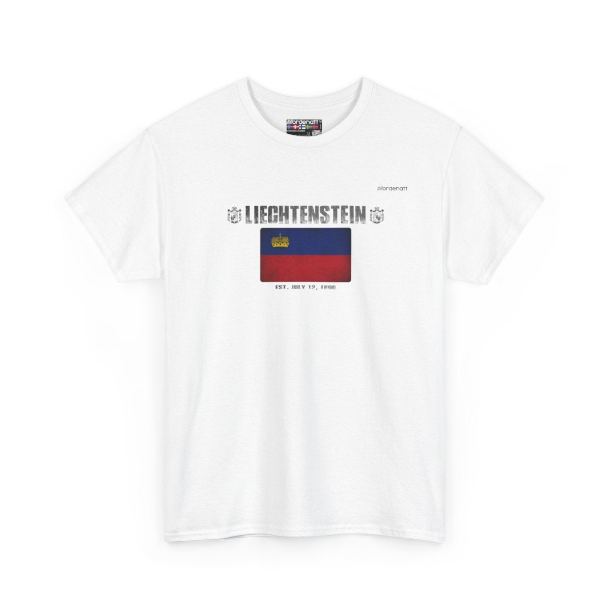 Liechtenstein flag t-shirt in White — premium cotton, Nordenatt