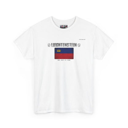 Liechtenstein flag t-shirt in White — premium cotton, Nordenatt