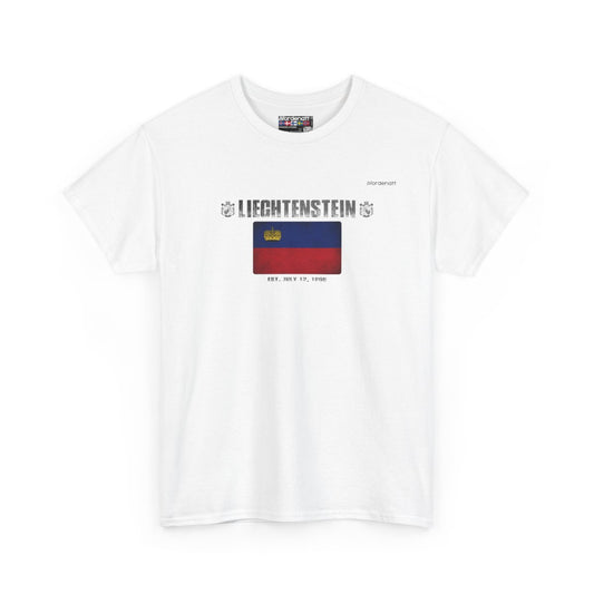 Liechtenstein flag t-shirt in White — premium cotton, Nordenatt