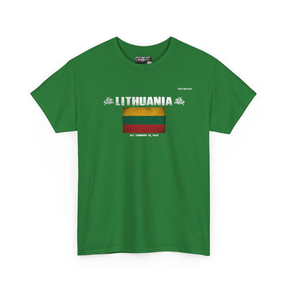 Lithuania flag t-shirt in Turf Green — premium cotton, Nordenatt