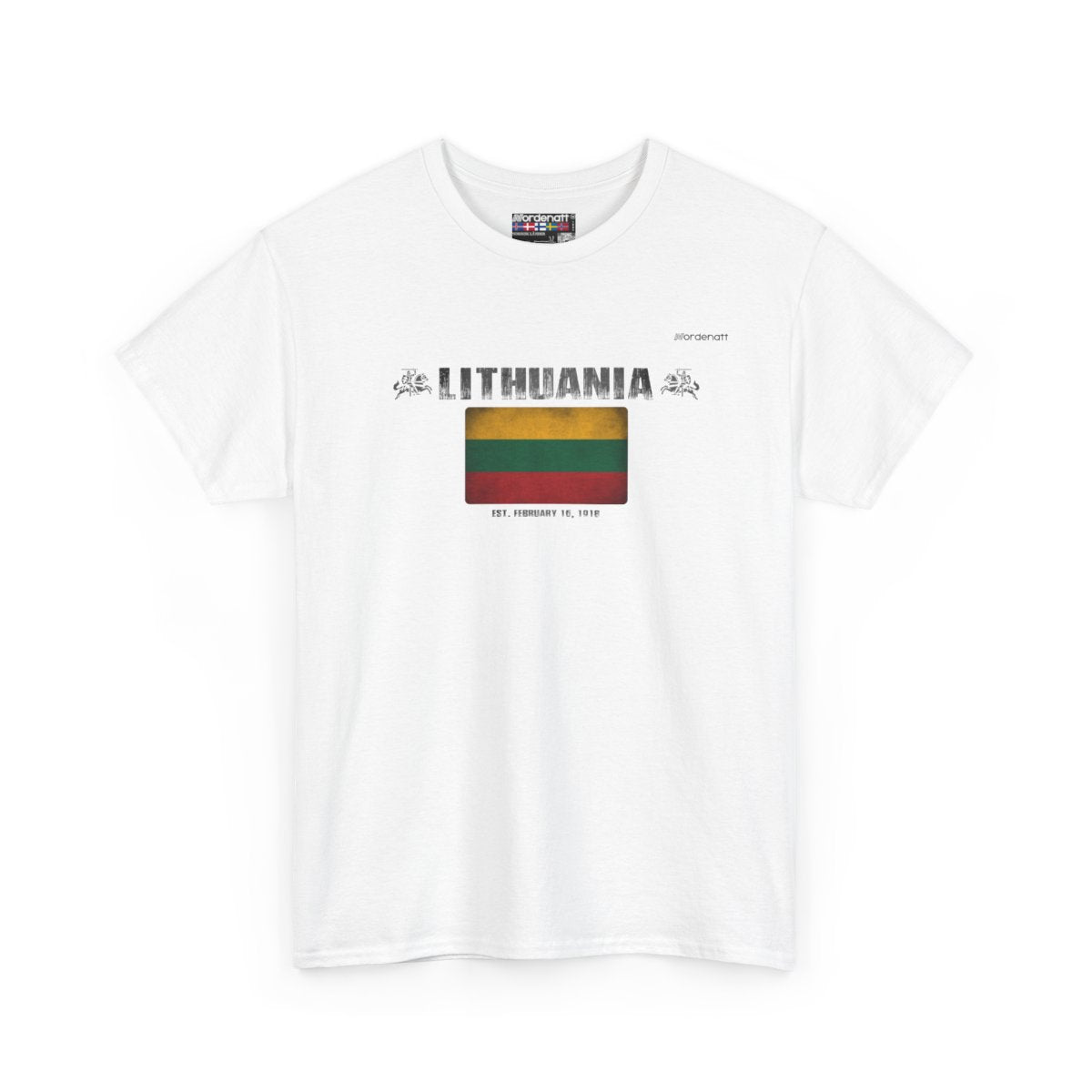 Lithuania flag t-shirt in White — premium cotton, Nordenatt