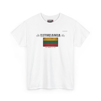 Lithuania flag t-shirt in White — premium cotton, Nordenatt