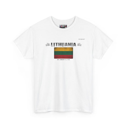 Lithuania flag t-shirt in White — premium cotton, Nordenatt