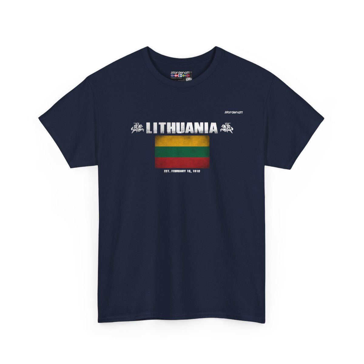 Lithuania flag t-shirt in Navy — premium cotton, Nordenatt