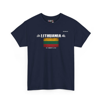 Lithuania flag t-shirt in Navy — premium cotton, Nordenatt