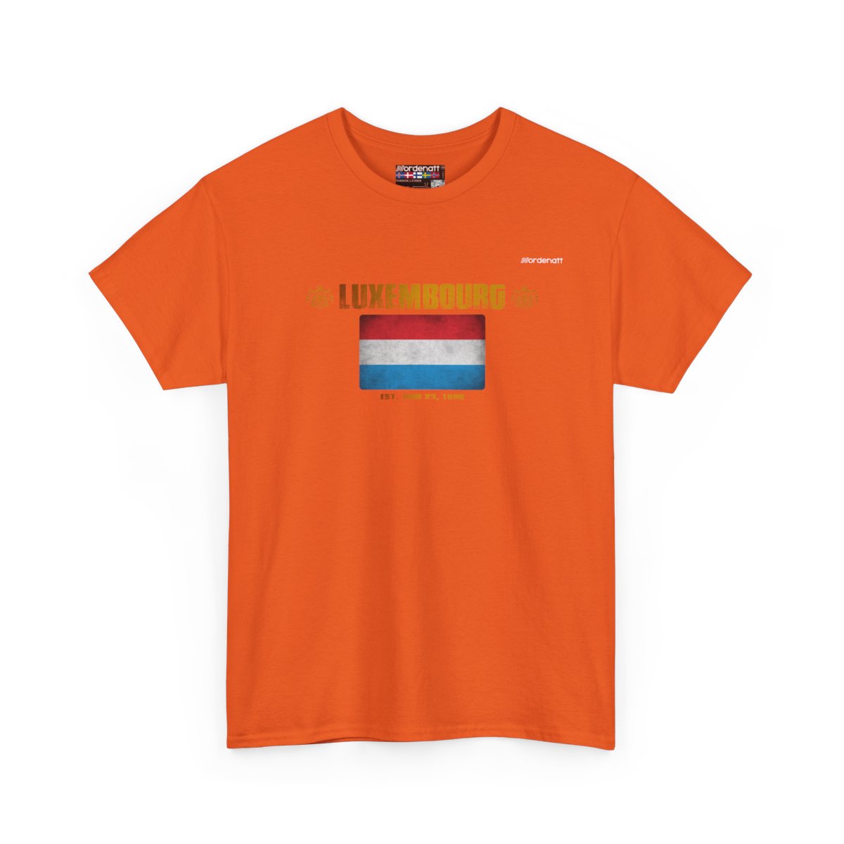 Luxembourg flag t-shirt in Orange — premium cotton, Nordenatt