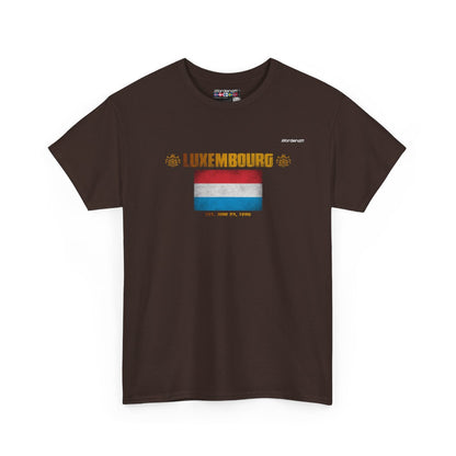 Luxembourg flag t-shirt in Dark Chocolate — premium cotton, Nordenatt