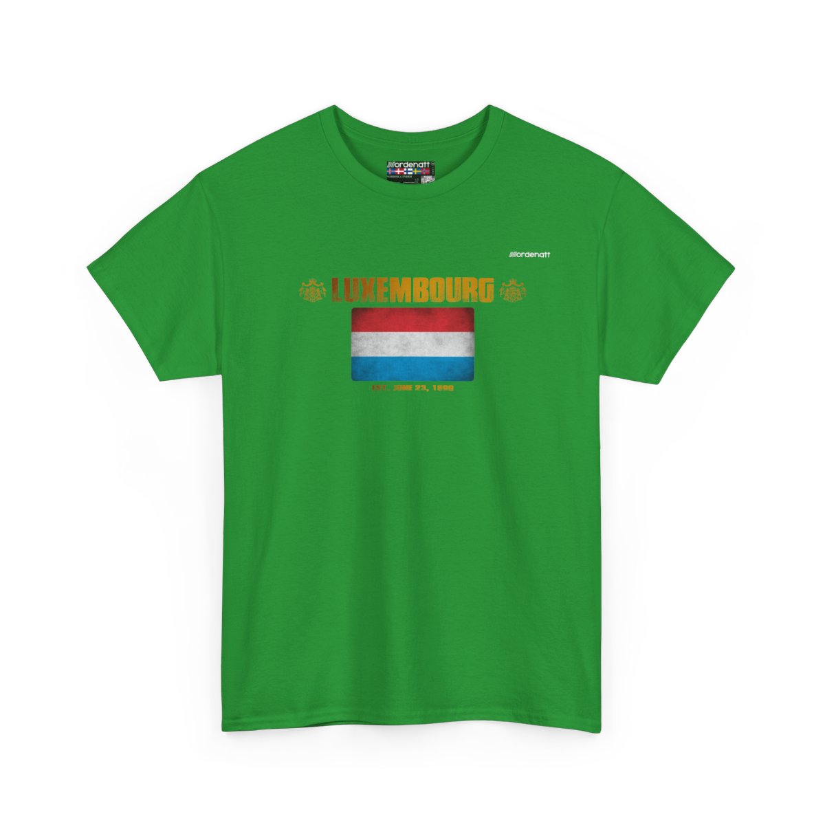 Luxembourg flag t-shirt in Irish Green — premium cotton, Nordenatt