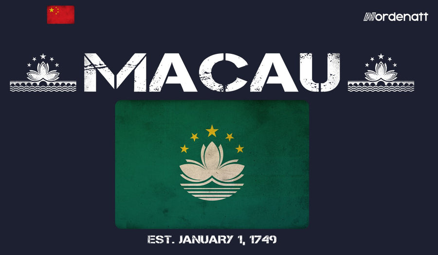 Macau design preview: flag, date and emblem inspiration printed on dark t-shirts (Nordenatt)