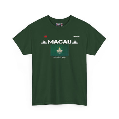 Macau flag t-shirt in Forest Green — premium cotton, Nordenatt