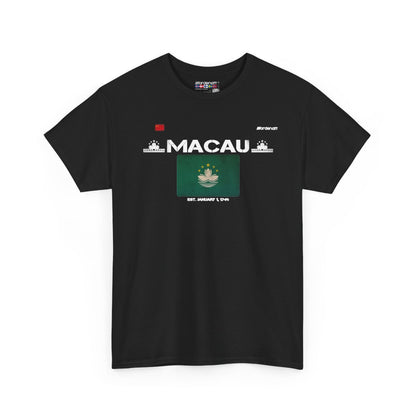 Macau flag t-shirt in Black — premium cotton, Nordenatt