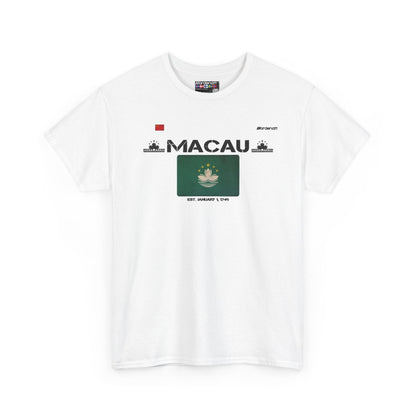 Macau flag t-shirt in White — premium cotton, Nordenatt