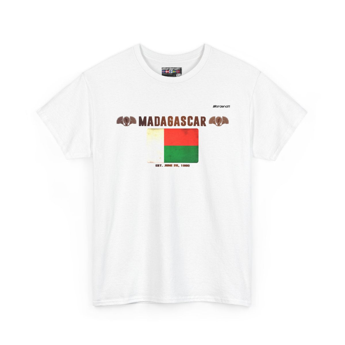 Madagascar flag t-shirt in White — premium cotton, Nordenatt