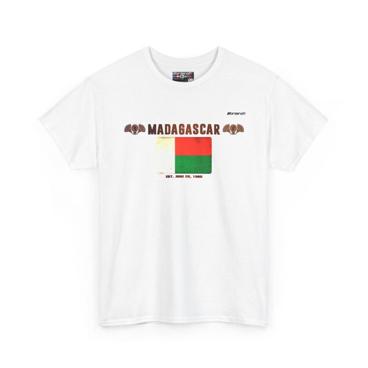 Madagascar flag t-shirt in White — premium cotton, Nordenatt