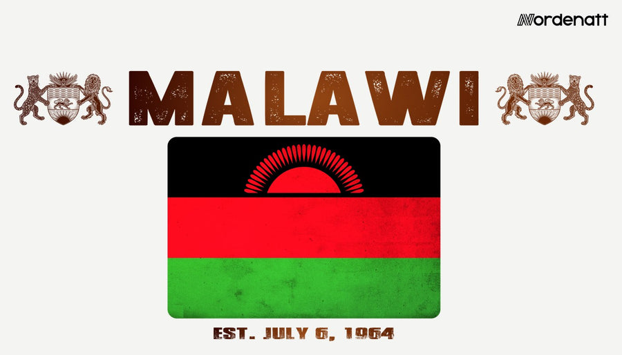 Malawi design preview: flag, date and emblem inspiration printed on light t-shirts (Nordenatt)