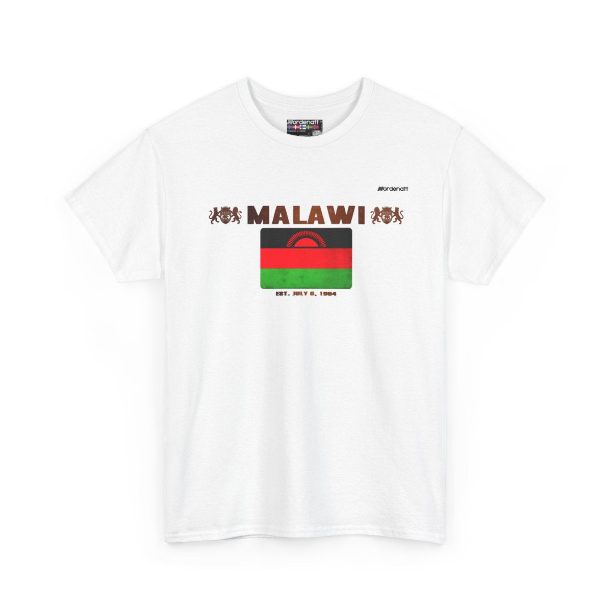 Malawi flag t-shirt in White — premium cotton, Nordenatt
