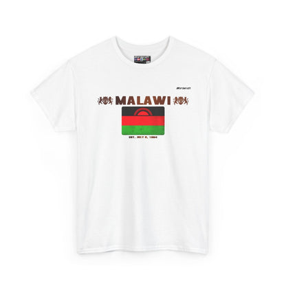 Malawi flag t-shirt in White — premium cotton, Nordenatt