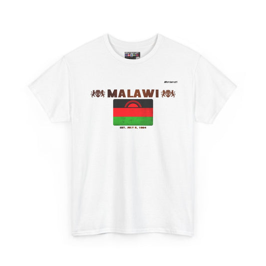 Malawi flag t-shirt in White — premium cotton, Nordenatt